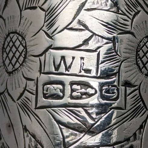 1890年 英国古董绅士手杖 L型鹿角柄 纯银装饰 黑色杖身 91cm