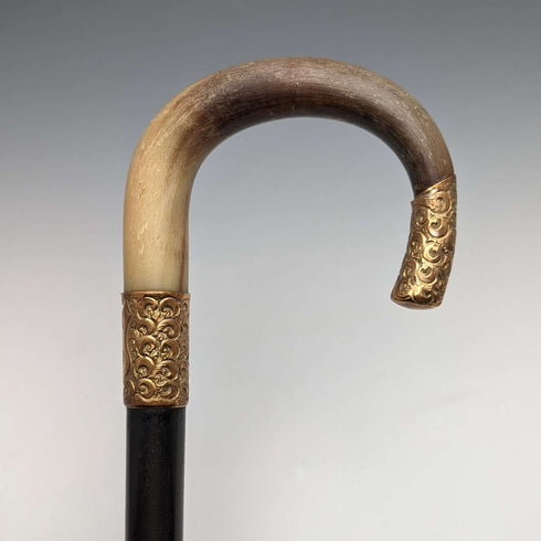 约1914年 英国古董绅士手杖 角质弯柄 黑色杖身 85cm