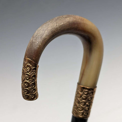 约1914年 英国古董绅士手杖 角质弯柄 黑色杖身 85cm