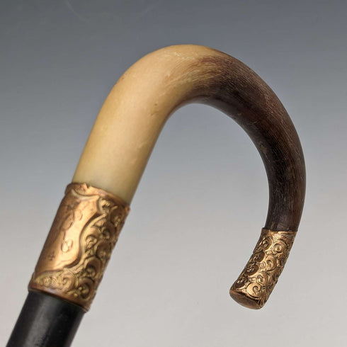 约1914年 英国古董绅士手杖 角质弯柄 黑色杖身 85cm