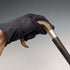 1907 British Antique Men's Cane Horn Handle Sterling Silver Decoration Black Shaft 88cm