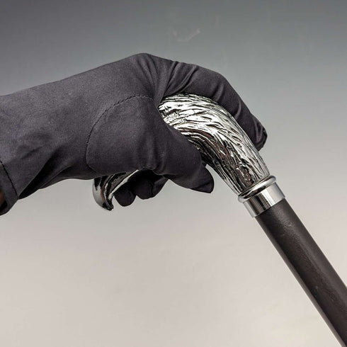 Bastón de caballero vintage británico, mango con cabeza de águila, fuste negro, 100 cm