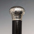 1913 British Vintage Men's Walking Stick, Sterling Silver, Round Handle, 91cm, Black Shaft