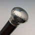 1913 British Vintage Men's Walking Stick, Sterling Silver, Round Handle, 91cm, Black Shaft