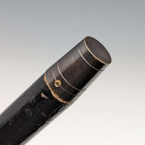 1913 British Vintage Men's Walking Stick, Sterling Silver, Round Handle, 91cm, Black Shaft