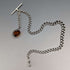 Circa 1900 British Antique Sterling Silver Albert Chain 33g Heart-shaped Amber Fob