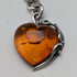 Circa 1900 British Antique Sterling Silver Albert Chain 33g Heart-shaped Amber Fob
