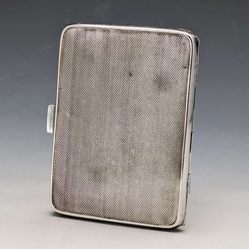 Caja de cigarrillos de plata esterlina con esmalte guilloché vintage británico de 1936, 95g, John William Barrett