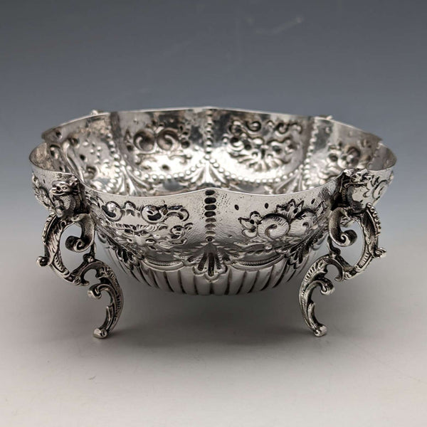 1903년 영국 앤틱 순은제 굽 달린 볼 126g Goldsmiths & Silversmiths