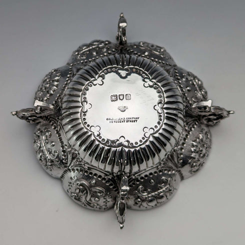 1903年 英国アンティーク 純銀製 脚付きボウル 126g Goldsmiths & Silversmiths