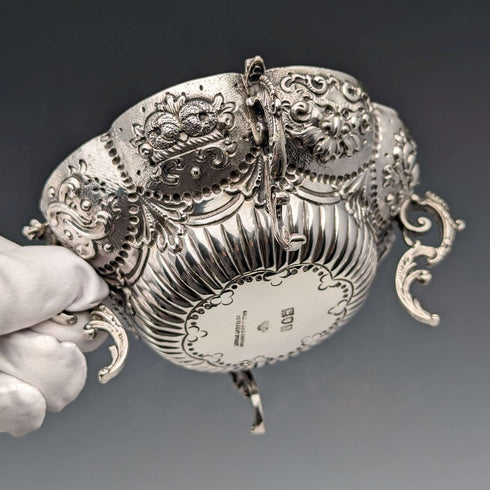 1903年 英国アンティーク 純銀製 脚付きボウル 126g Goldsmiths & Silversmiths