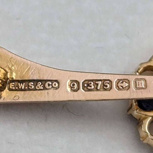 1911年 英国アンティーク 9ctゴールド製 ピンブローチ EWS & Co