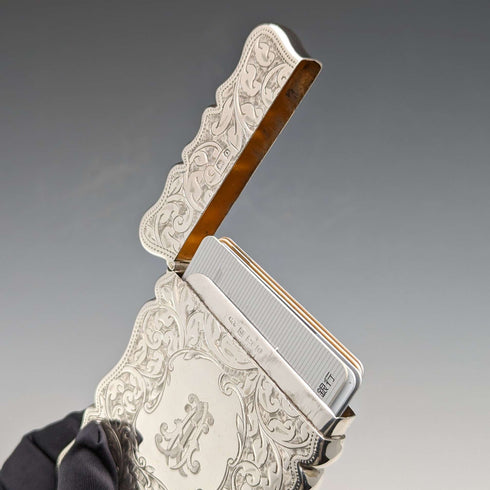 【Reservado】 Tarjetero pequeño de plata esterlina, antigüedad británica de 1913, 59 g, G Loveridge