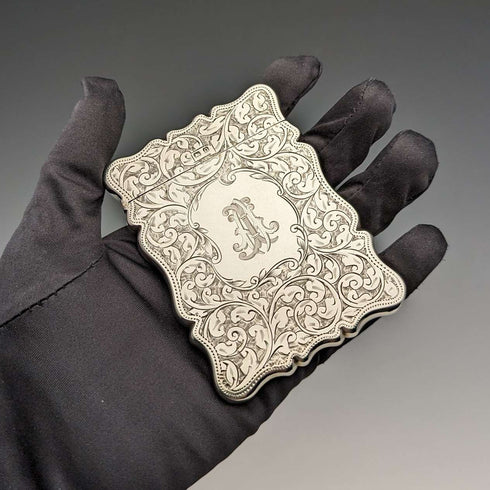 【Reservado】 Tarjetero pequeño de plata esterlina, antigüedad británica de 1913, 59 g, G Loveridge