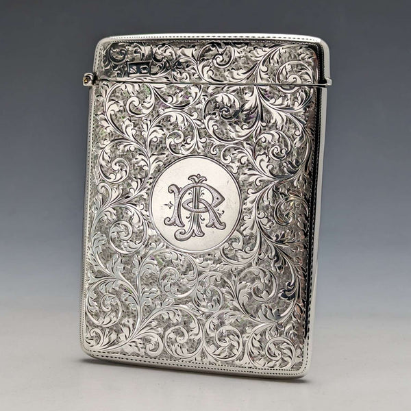 1898 British Antique Sterling Silver Card Case 62g William Neale