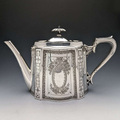 约1885年 英国古董镀银茶壶 Walker & Hall