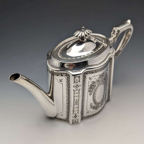 约1885年 英国古董镀银茶壶 Walker & Hall