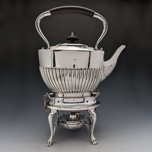 Circa 1900 British Antique Silver Plated Tea Kettle Set John Pound