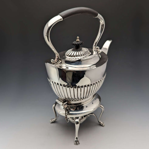 Circa 1900 British Antique Silver Plated Tea Kettle Set John Pound
