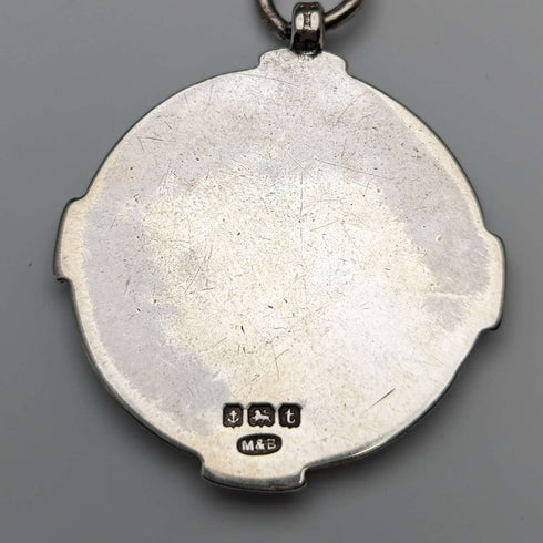 Circa 1923 British Antique Sterling Silver Albert Chain 56g Medal Fob