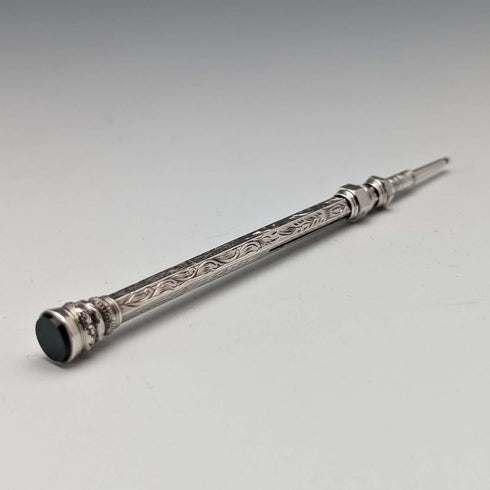 British Antique Mechanical Pencil Bloodstone Decoration Telescoping 84-108mm