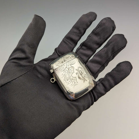 Estuche para cerillas (vesta case) de plata de ley, antigüedad británica de 1911, 27 g, William Adams