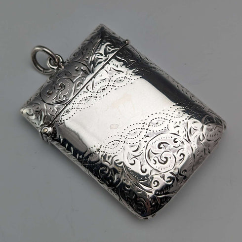 1898 British Antique Sterling Silver Vesta Case 25g Match Case Henry Williamson