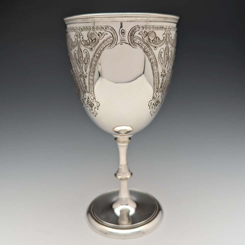 约1890年 英国古董镀银高脚杯 Walker and Hall制