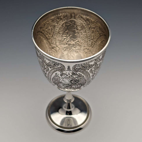 约1890年 英国古董镀银高脚杯 Walker and Hall制