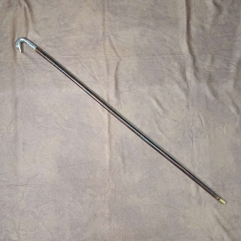 Bastón antiguo británico para dama, empuñadura de plata con cabeza de cisne, 77 cm