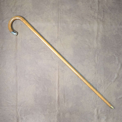 1922 British Antique Men's Cane, Bent Handle, Tan Color Shaft, 86cm