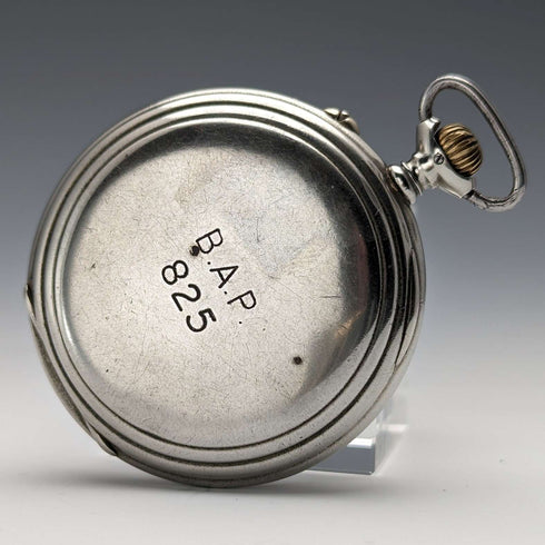 Circa 1912 Antique Longines Pocket Watch Railway Clock Cal18.49 Good working condition