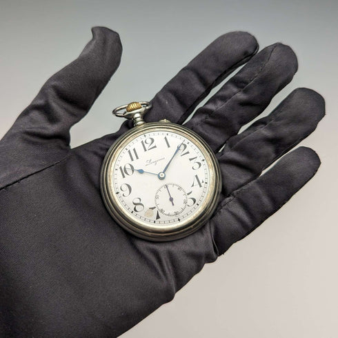 Circa 1912 Antique Longines Pocket Watch Railway Clock Cal18.49 Good working condition