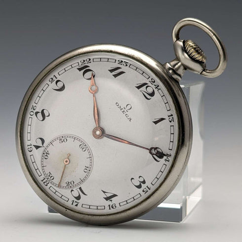Circa 1930 Vintage Omega pocket watch Alloy case Open face Good working condition