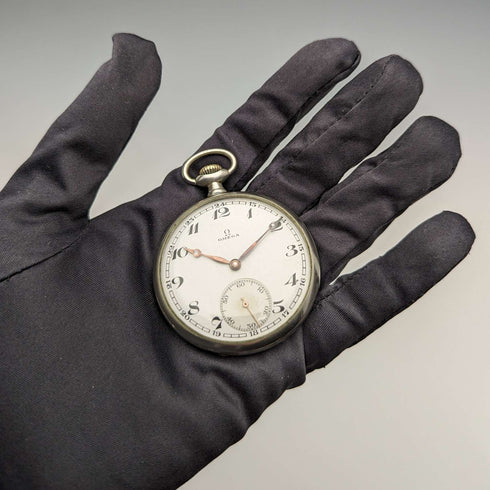Circa 1930 Vintage Omega pocket watch Alloy case Open face Good working condition