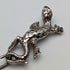 Circa 1920 British Antique Sterling Silver Double Albert Chain 59g Sterling Silver Lizard Fob