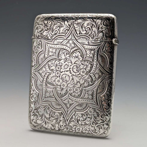 Tarjetero de plata de ley antiguo británico de 1898, 75 g, Saunders and Shepherd