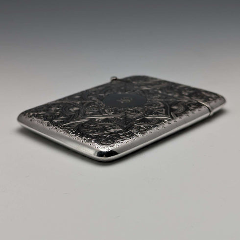 Tarjetero de plata de ley antiguo británico de 1898, 75 g, Saunders and Shepherd