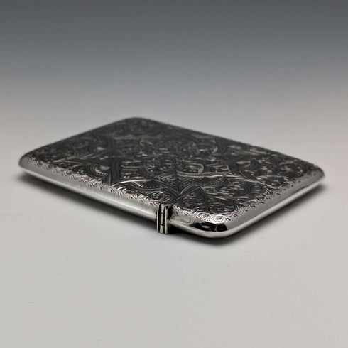Tarjetero de plata de ley antiguo británico de 1898, 75 g, Saunders and Shepherd
