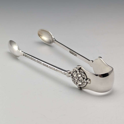 Pinzas para azúcar de plata de ley, antigüedad británica de 1893, 29 g, John Round and Son