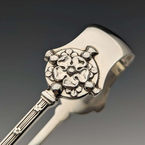 Pinzas para azúcar de plata de ley, antigüedad británica de 1893, 29 g, John Round and Son