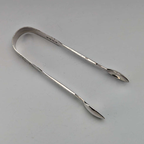 1885 British Antique Sterling Silver Sugar Tongs 28g Wakely and Wheeler