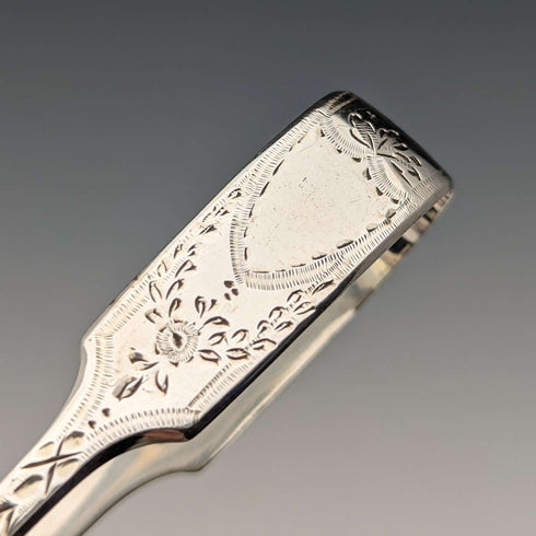 1885 British Antique Sterling Silver Sugar Tongs 28g Wakely and Wheeler