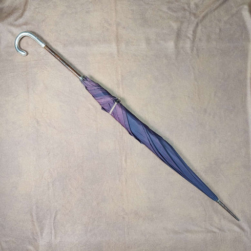 Paraguas antiguo para dama, Reino Unido, 1914, mango curvo de plata pura, 93 cm
