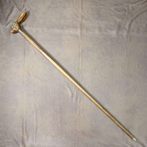 Bastón vintage británico para caballero, mango de resina con cabeza de conejo, 90 cm
