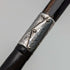 Circa 1910 British Antique Ladies Cane, Curved Handle, Sterling Silver Decoration, 83cm