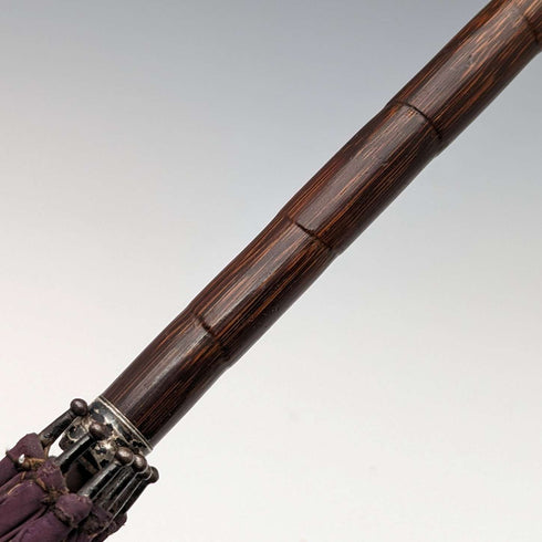 Paraguas antiguo para dama, Reino Unido, 1914, mango curvo de plata pura, 93 cm