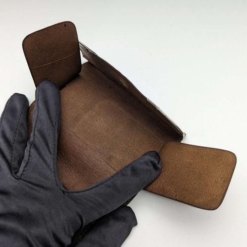 Monedero de cuero con adornos de plata de ley, antiguo, británico, 1917, Frederick Wilson