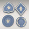 Juego de 4 platos de Jasperware de Wedgwood, vintage británico, azul pálido