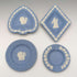 Juego de 4 platos de Jasperware de Wedgwood, vintage británico, azul pálido